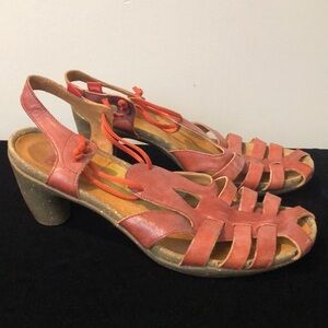 Camper Red Leather Strappy Heel Sandals Size 39 US 9